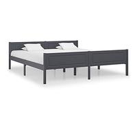 HaoChrymec Cadre de Lit, Lit Adulte en Pin Massif Gris, Structure Robust avec Latte en Contreplaqué, Bed Frame 180x200 cm, pour Chambre à Coucher, Deux Place, Couleur Gris, 206 x 186 x 63 cm