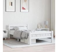 HaoChrymec Cadre de Lit, Lit Une Place en Pin Massif Blanc, Structure Renforcée, Latte de Sommier Inclus, pour Chambre à Coucher, Chambre d'enfant, 100 x 200 cm