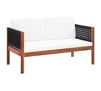 HaoChrymec Canapé de Jardin 2 Places, Bois d'Acacia Massif, Design Rustique Moderne, Confort Optimal, Résistant aux Intempéries, Canapé Extérieur Terrasse,Naturel et Noir, 122 x 65 x 60 cm