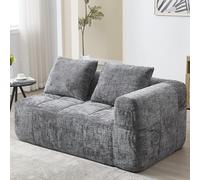 HaoChrymec Canapé Doublé pour 2 Personnes, Pas De Montage, avec Coussin, Poches Latérales pour Télécommande Et Téléphone, Confortable Et Élégant, Gris, 158 x 90 x 60 cm