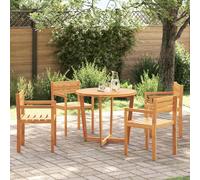 HaoChrymec Chaise de Jardin, 4 Pièces en Bois d'Acacia Massif, Design avec Accoudoirs et Dossier, Résistant aux Intempéries, Fauteuils Jardins Exterieur, pour Terrasse et Jardin, Naturel, 50x53x80 cm