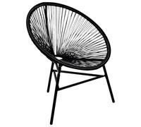 HaoChrymec Chaise de Jardin Extérieur, en Résine Tressée, Design Ovale Moderne, Structure Acier Renforcée, Résistante aux Intempéries, Fauteuil Jardin Exterieur, Salon, Noir, 69 x 66 x 87 cm