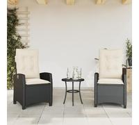 HaoChrymec Chaise de Jardin Réglable en Rotin Résine Noir, avec Coussins Détachables, Structure Acier Renforcé, Fauteuils Jardins Exterieur, pour Terrasse et Jardin, 2 Pièces, 57 x 66 x 93 cm