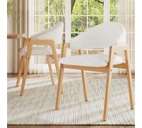 HaoChrymec Chaises Cocktail Teddy, Set De 2 Fauteuils en Velours, Ergonomiques, pour Salle À Manger, Maquillage, avec Dossier Courbé, Bois De Caoutchouc, Blanc, 57.5 x 54.5 x 82.5 cm