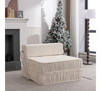 HaoChrymec Chauffeuse Convertible en Chenille, Salon et Bureau, Blanc, 92.00x92.00x64.00 cm