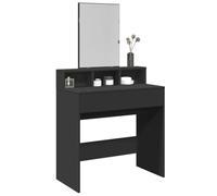 HaoChrymec Coiffeuse en Bois avec Grand Miroir, 2 Tiroirs et 3 Compartiments, Coiffeuses avec Miroir Coiffeuses Meuble Table de Maquillage, pour Chambre et Dressing, Noir, 80x41x144.5cm