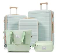 HaoChrymec Ensemble de Valises M-L-XL, Valises Rigides en ABS, Valises avec Roues Spinner et Cadenas TSA, Set Durable avec Kulturbeutel, Idéales pour Voyage, Couleur Gris-Vert, 73.6x50.6x28.5 cm