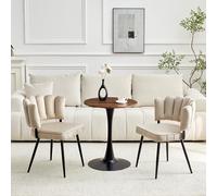 HaoChrymec Ensemble Table et 2 Chaises en MDF et Velours, Salon, Café Clair