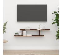 HaoChrymec Étagère Murale TV with Matériau à Base de Bois, Design Asymétrique, Étagère Cuisine, Étagère Salle de Bain, Bibliothèque Murale, Étagères Murales, Chêne Fumé, 125 x 18 x 23 cm