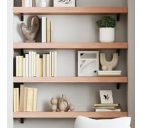 HaoChrymec Étagère Murale with Chêne Massif Traité, Design Rustique, Grande Capacité de Rangement, Étagère Murale, Étagère Cuisine, Bibliothèque Murale, Marron Clair, 100 x 20 x 6 cm