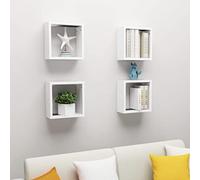 HaoChrymec Étagères Cubiques with Bois D’ingénierie, Design Pratique, Étagère Murale, Étagère Cuisine, Bibliothèque Murale, Étagères Murales, Blanc, 30 x 15 x 30 cm, Lot de 4