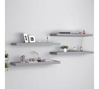 HaoChrymec Étagères Flottantes with MDF, Design Élégant, Système de Fixation Invisible, Étagère Murale, Étagère Cuisine, Étagère Salle de Bain, Gris, 80 x 23.5 x 3.8 cm, Lot de 4