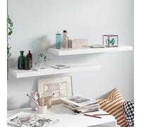 HaoChrymec Étagères Murales with MDF, Design Alvéolé, Système de Montage Invisible, Étagère Cuisine, Étagère Salle de Bain, Bibliothèque Murale, Blanc Brillant, 80 x 23.5 x 3.8 cm, Lot de 2