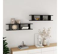 HaoChrymec Étagères Murales with Panneau en Bois, Design Pratique, Grande Capacité de Rangement, Étagère Murale Cuisine, Bibliothèque Murale, pour Salle de Bain, Noir, 90 x 18 x 20 cm