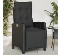 HaoChrymec Fauteuil de Jardin Relax avec Repose-Pieds Réglable, en Polyrotin Noir, Structure Acier, Dossier Inclinable, Confort Optimal, pour Terrasse et Jardin, Capacité 110 kg, 57x66x93 cm