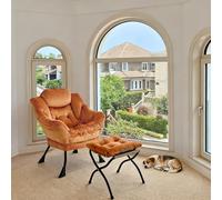 HaoChrymec Fauteuil Relax avec Pouf, Relaxsessel avec Accoudoirs, Poche Latérale & Repose-Pieds, Fauteuil Lounge, Chaise Télévision, Fauteuil Oreiller pour Salon, Chambre, Bureau, Orange