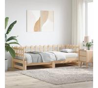 HaoChrymec Lit de Repos Extensible, Canapé Lit 2 Places en Pin Massif, Transformable avec Espace Rangement, Cadre de Lit Robust, pour Chambre d'amis, Salon, Bureau, Couleur Naturel, 2X(90x190) cm