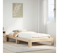 HaoChrymec Lit en Bois Massif 100x200 cm, Cadre de Lit avec Sommier à Lattes, Pin Naturel Non Traité, avec Espace de Rangement, pour Chambre Adulte ou Enfant, 221.5 x 121.5 x 32 cm