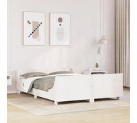 HaoChrymec Lit en Bois Massif, Cadre de Lit Blanc en Pin Naturel, Structure Renforcée avec Latte en Contreplaqué, sans Matelas, pour Chambre Adulte et Enfant, Dimensions 135 x 190 cm