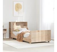 HaoChrymec Lit en Pin Massif 100x200 cm, Cadre de Lit avec Tête de Lit et Rangements, Sommier à Lattes Intégré, Design Fonctionnel pour Chambre Adulte et Enfant, Naturel, 227.5 x 106 x 82 cm