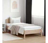 HaoChrymec Lit en Pin Massif 90x200 cm, Cadre de Lit avec Tête de Lit, Structure Renforcée, Latte en Contreplaqué, pour Chambre Adulte et Enfant, Naturel, 205.5 x 95.5 x 81 cm