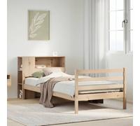 HaoChrymec Lit en Pin Massif avec Étagère Intégrée, Cadre de Lit 90x200 cm, Design Gain de Place avec Rangement, Tête de Lit Bibliothèque, pour Chambre Adulte ou Enfant, Naturel, 229.5 x 96 x 82 cm