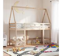 HaoChrymec Lit Mezzanine Enfant, en Pin Massif avec Échelle et Toit, Lit Superposé avec Barrière de Sécurité, Espace de Rangement Intégré, pour Chambre d'enfant, Garçon ou Fille, 90x200 cm