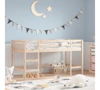 HaoChrymec Lit Mezzanine Enfant, en Pin Massif Naturel, avec Échelle et Barrières de Sécurité, Lit Superposé Haute Qualité, pour Chambre Enfant et Espace Jeux, Dimensions 205.5 x 95.5 x 113.5 cm