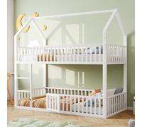 HaoChrymec Lit Superposé Enfant en Métal, Chambre, Blanc, 90x200 cm
