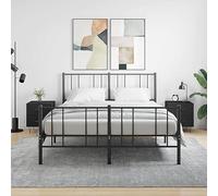 HaoChrymec Lot de 2 Tables de Chevet Noires, Bois d'Ingénierie avec Pieds en Métal, 2 Tiroirs de Rangement, Style Moderne, Table de Nuit et Meuble de Rangement, Noir, Dimensions 40 x 35 x 47.5 cm