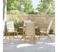HaoChrymec Lot de 4 Chaises de Jardin en Bambou, Fauteuils Extérieur Pliables et Réglables avec Coussinets, Design Ergonomique, pour Terrasse, Balcon, Jardin, Couleur Blanc Crème, 77 x 55 x 99-110 cm