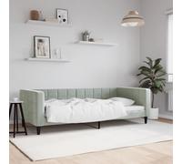 HaoChrymec Méridienne Convertible, Canapé-Lit 2 en 1 en Velours, Structure Métal et Bois, Cadre de Lit Renforcé, pour Salon, Bureau, Chambre d'amis, Gris Clair, 90x200 cm
