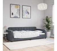 HaoChrymec Méridienne Convertible, Canapé-Lit 2 en 1 en Velours, Structure Métal et Bois, Cadre de Lit, Lit Une Place, pour Salon et Chambre, Gris Foncé, 90x190 cm