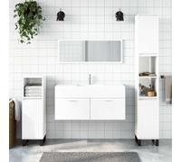 HaoChrymec Meuble de Salle de Bain avec Miroir, Bois d'Ingénierie, Design Fixable au Mur, Armoire Salle de Bain Armoire Pharmacie Murale Meuble Haut Salle de Bain, Blanc Brillant, 100x38.5x46cm