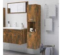HaoChrymec Meuble De Salle De Bain en Bois, Colonne Haut Design Moderne avec Grand Espace De Rangement, Meuble Salle De Bain Meuble De Rangement, pour Salle de Bains/Dressing, Chêne Fumé, 30x30x130cm