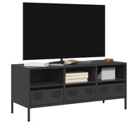 HaoChrymec Meuble TV en Acier Laminé à Froid, Style Industriel avec 3 Étagères et 3 Tiroirs, Meuble d'Appoint, Armoire de Rangement, adapté au Salon et à l’Entrée, Couleur Noir, 101.5x39x43.5 cm