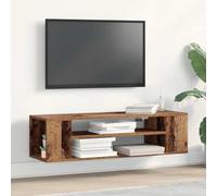 HaoChrymec Meuble TV en Bois Composite, Style Rustique avec Étagères de Rangement, Meuble d'Appoint, Armoire de Rangement, adapté au Salon et à l’Entrée, Couleur Marron, 100x30x26.5 cm