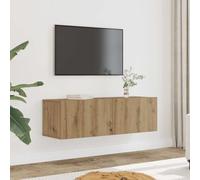 HaoChrymec Meubles Muraux pour Téléviseur en Bois d'Ingénierie, Fixation Murale et Rangement Pratique, Meuble TV Suspendu, Meuble d'Appoint, Armoire de Rangement, Chêne Artisanal, 100x30x30 cm
