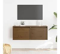 HaoChrymec Meubles Muraux with Pin Massif, Design Rectangulaire, Grande Capacité de Rangement, Armoire Murale Salle de Bain, Armoire Pharmacie Murale, pour Salle de Bain, Brun Miel, 45 x 30 x 35 cm