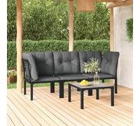 HaoChrymec Salon de Jardin 4 pièces en résine tressée Noire et Grise, Design modulaire, Canapé extérieur, Fauteuil de Jardin extérieur, Noir et Gris, 1 Table, 2 chaises d'angle, 1 Chaise Centrale