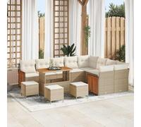 HaoChrymec Salon de Jardin modulable, polyrotin, Beige et crème, 14 pièces | 10 places, structure modulaire, acier thermolaqué, coussins non inclus, montage requis