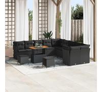 HaoChrymec Salon de Jardin modulaire, polyrotin Noir, 13 pièces, 105.6kg | Cadre en acier thermolaqué, table réglable, 4 canapés d’angle, 6 assises, 2 poufs, sac étanche