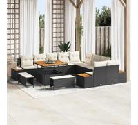 HaoChrymec Salon de Jardin modulaire, polyrotin Noir, 13 pièces, 123.4kg | 12 places, structure en acier thermolaqué, rangements intégrés, sac étanche, montage requis