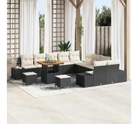 HaoChrymec Salon de Jardin, polyrotin Noir, 13 pièces, 12 Places, 109.4kg | Structure en acier thermolaqué, éléments modulaires, sac de rangement, montage requis