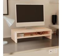 HaoChrymec Support pour Écran en Pin Massif, Surélévateur avec Compartiment de Rangement, Support Ecran PC, Rehausseur Ecran PC Bureau, adapté au Bureau et à l’Ordinateur, Bois Naturel, 50x24x13 cm