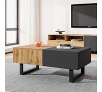 HaoChrymec Table Basse Multifonctionnelle, Bois et Métal, Table Modulaire Déplaçable avec Rangement Caché, Design Moderne pour Salon et Bureau, 155 x 55 x 40 cm, Facile à Installer