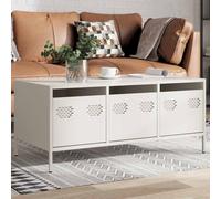 HaoChrymec Table Basse with Acier Laminé à Froid, Design Industriel, Grand Espace de Rangement, Table Basse Salon, Tables Basses Blanche, pour Salon, 101,5 x 50 x 43,5 cm