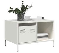 HaoChrymec Table Basse with Acier Laminé à Froid, Design Industriel, Grand Espace de Rangement, Tables Basses Salon, Tables Basses Blanche, Coffee Table, pour Salon, Blanc, 68.5 x 50 x 43.5 cm