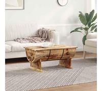 HaoChrymec Table Basse with Bois de Manguier Massif, Design Rétro, Grand Compartiment de Rangement, Coffee Table, Tables de Salon, pour Salon, Finition Mate, 88 x 50 x 40 cm