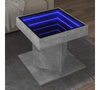 HaoChrymec Table Basse with Bois, Design LED Infinitys, Éclairage RGB, Table Basse Salon, Petite Tables Basses, pour Salon, Gris Béton, 50 x 50 x 45 cm